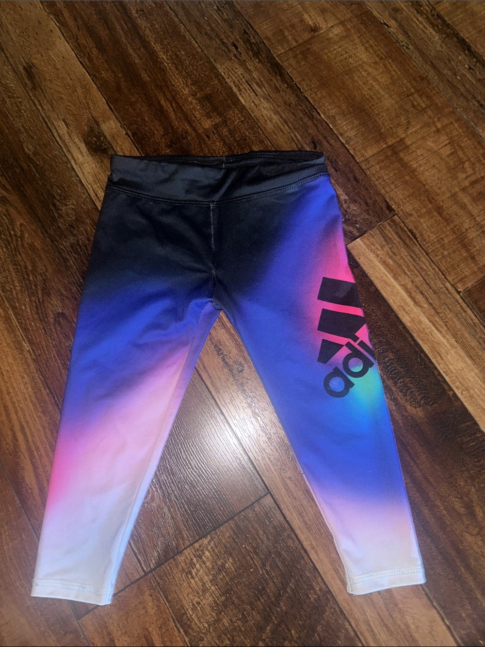 adidas Girls' Ombre Athletic Leggings - Black/Purple/Pink/Blue